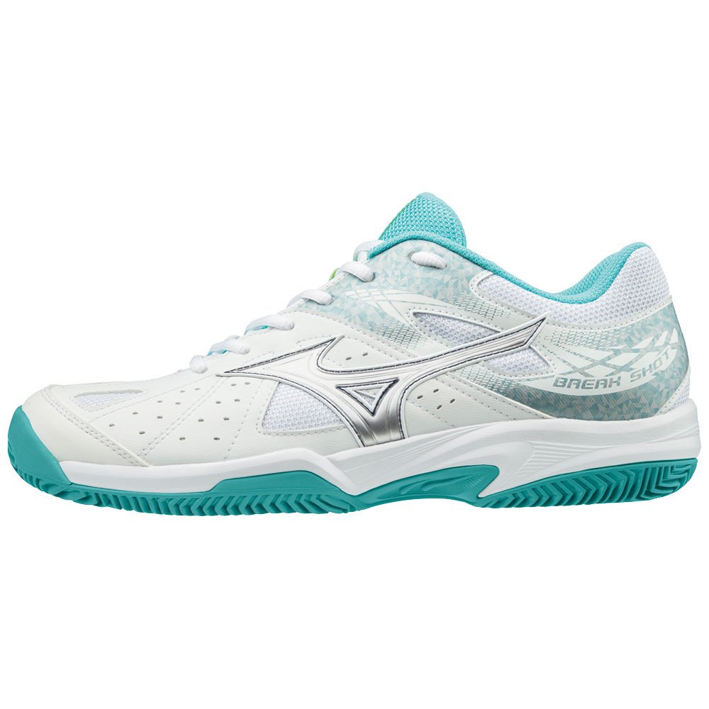 Mizuno Women's Tennis Shoes BREAK SHOT 2 CC White/Silver/Blue - PGHQFJV-84